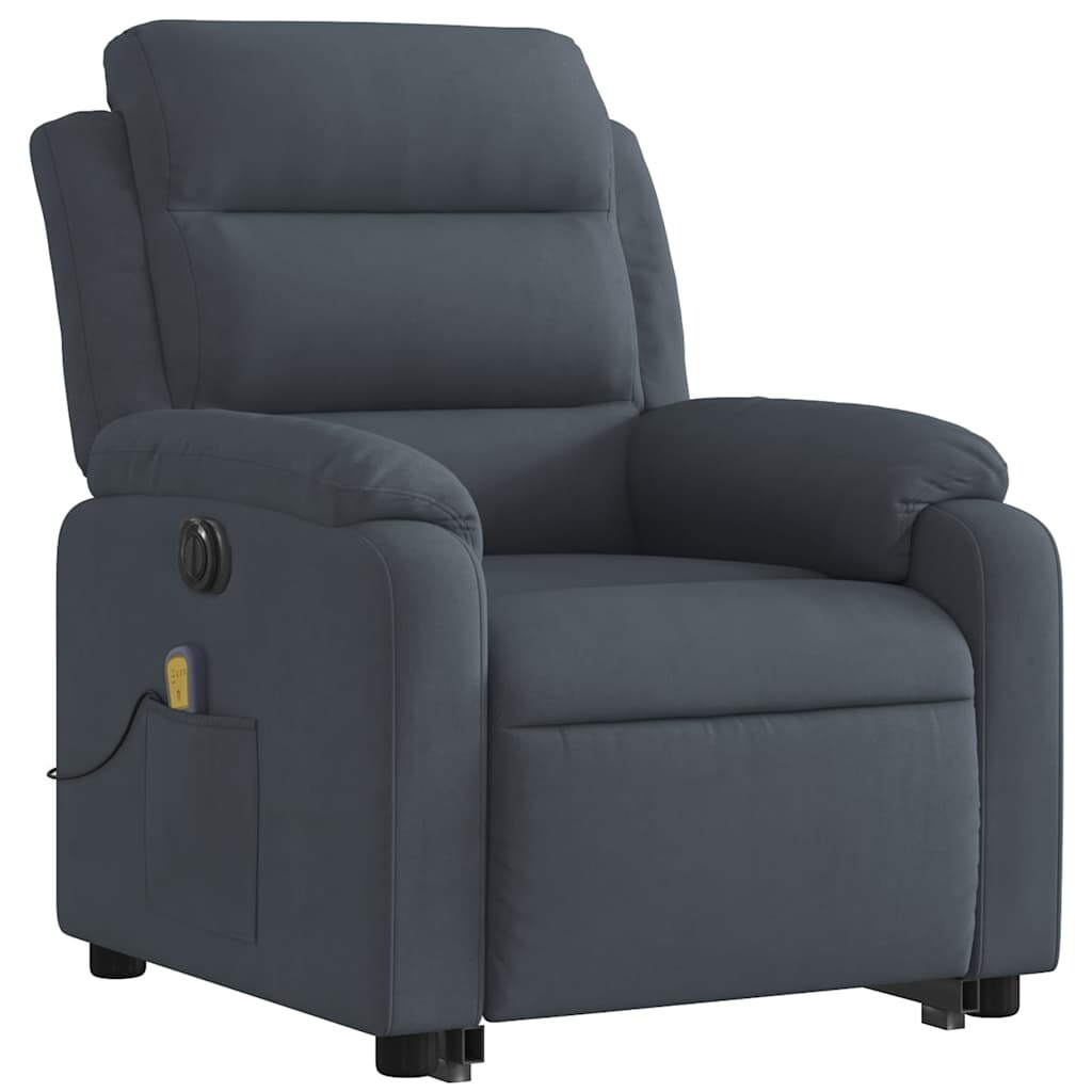 vidaXL Massagesessel mit Aufstehhilfe Elektrisch Dunkelgrau Samt