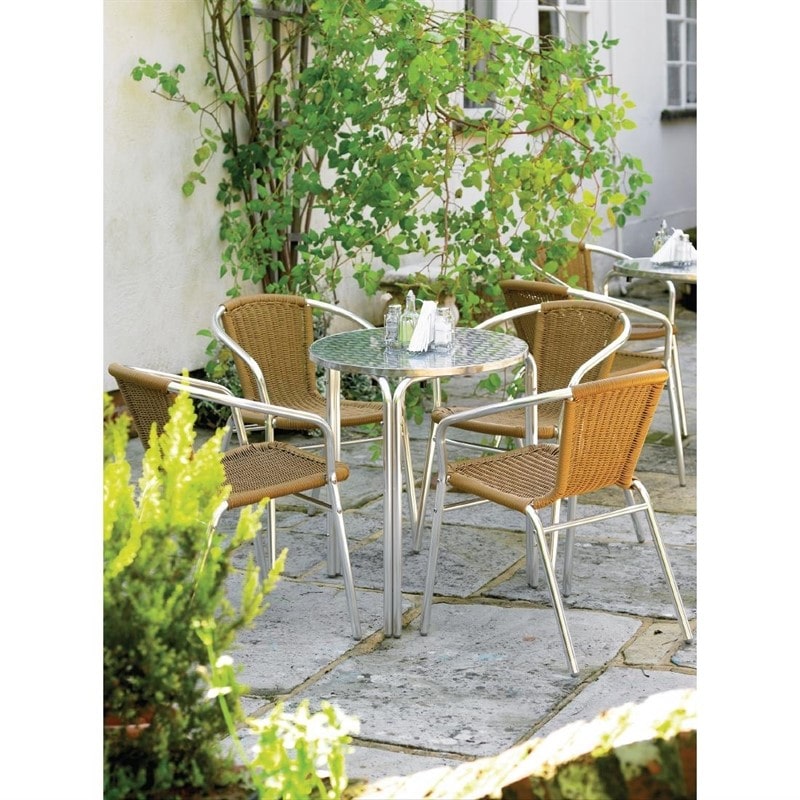 Mesa de acero inoxidable Bistro apilable redonda 600mm. Bolero U431