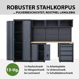 thumbnail of Werkstattwand 13-tlg. modulares Werkstattschranksystem aus Stahl mit Holzarbeitsplatte in Anthrazit