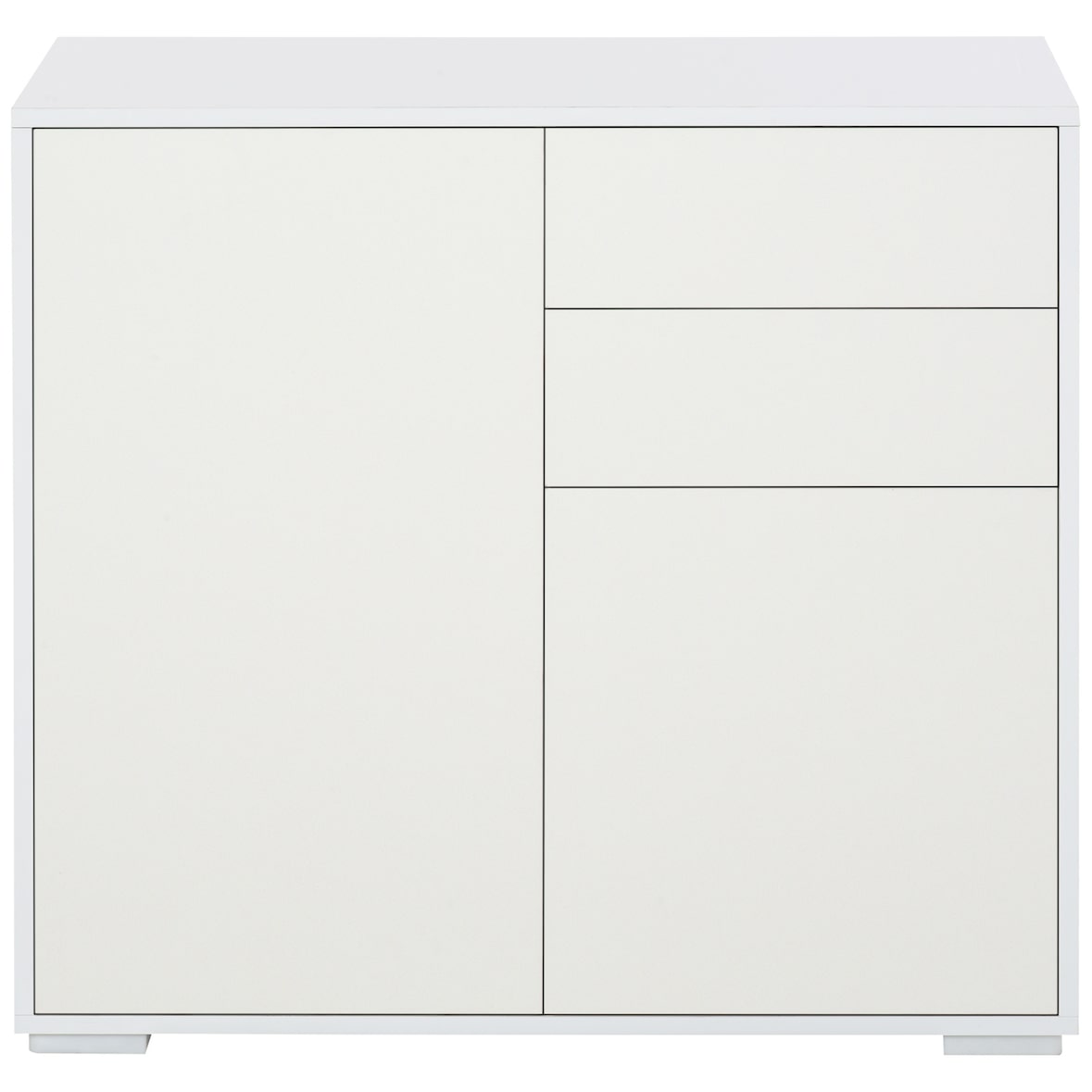 HOMCOM Aparador Auxiliar com 2 Portas 2 Gavetas e Prateleira Ajustável 79x36x74cm Branco