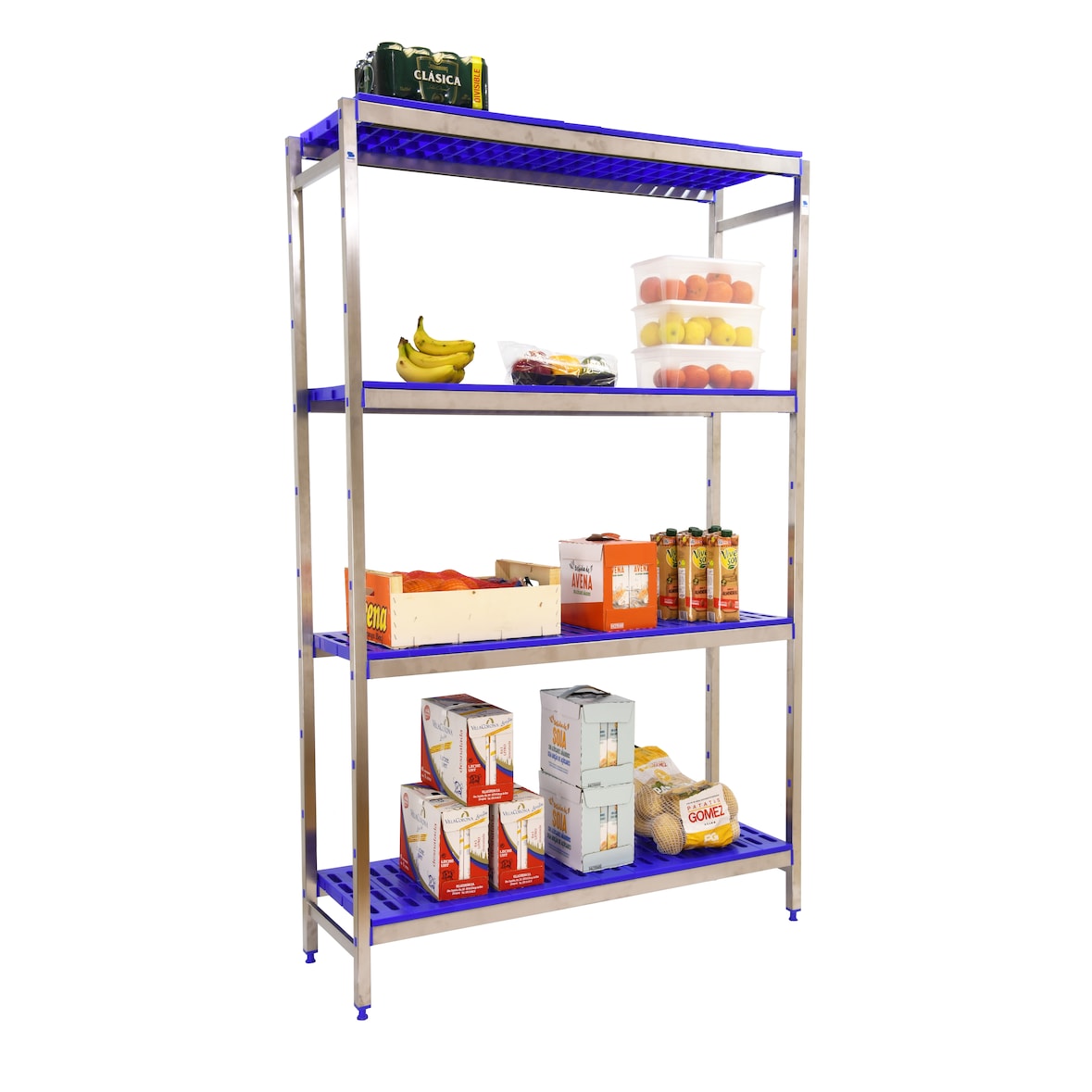 SimonRack Estantería de Acero Inoxidable, 1600x860x500 mm, 4 Alturas, Cocina Profesional - Simoninox