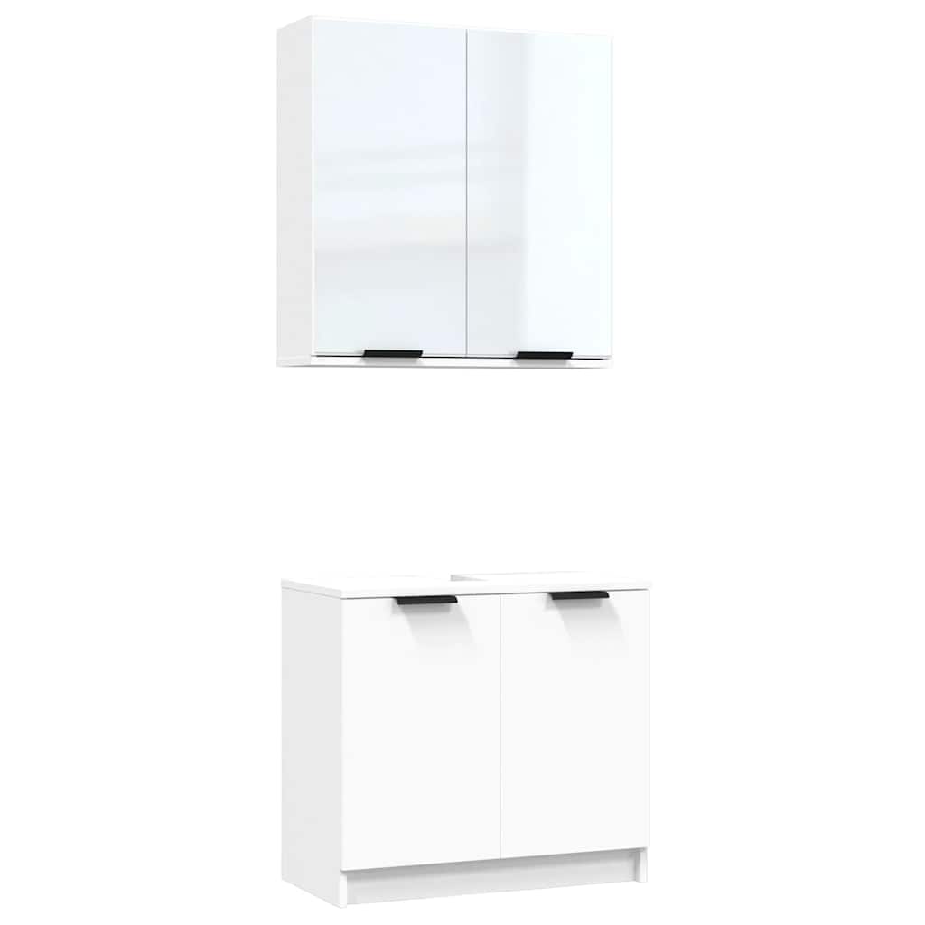 vidaXL 2-tlg. Badmöbel-Set Weiß Holzwerkstoff 33,5x64,5x59cm