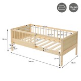 thumbnail of ML-Design Kinderbett 70x140 cm Natur, Holzbett mit Lattenrost & Rausfallschutz, Jugendbett aus massivem Kiefernholz, Montessori Einzelbett Babybett
