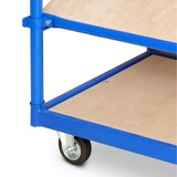 thumbnail of Schrägboden-Regalwagen mit 5 Ebenen, BxTxH 1050x500x1880 mm, 2 Lenk- (mit Feststellbremse) u. 2 Bockrollen mit 15 Euroboxen BxTxH 400x300x235 mm