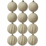thumbnail of Christbaumkugeln Weihnachtskugeln bruchfest 2 Designs 8cm creme 12St.
