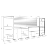 thumbnail of Sideboard, Mobil, Buffet, Ablage, 334x35x145cm, Schlafzimmer, XXL-Elektrokamin, Schubladen, Schuhschrank, Offener Schrank, Zementgrau _ 450_64