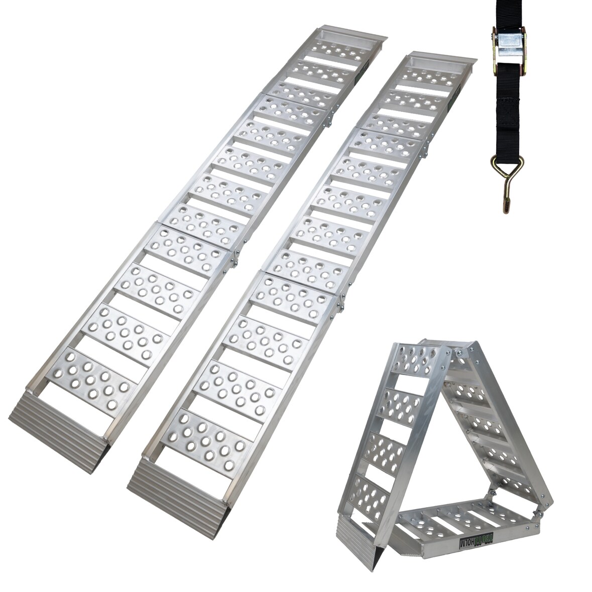 TRUTZHOLM 2 x Auffahrrampe 2-fach klappbar 198 cm Traglast 680  kg Alu grau gerillt/ gelocht Rampe Verladerampe