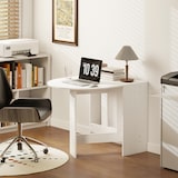 thumbnail of Mesa de Cozinha Dobrável Mesa de Jantar Dobrável Ovalada com Laterais Abatíveis Estilo Moderno 163x80x75 cm Branco