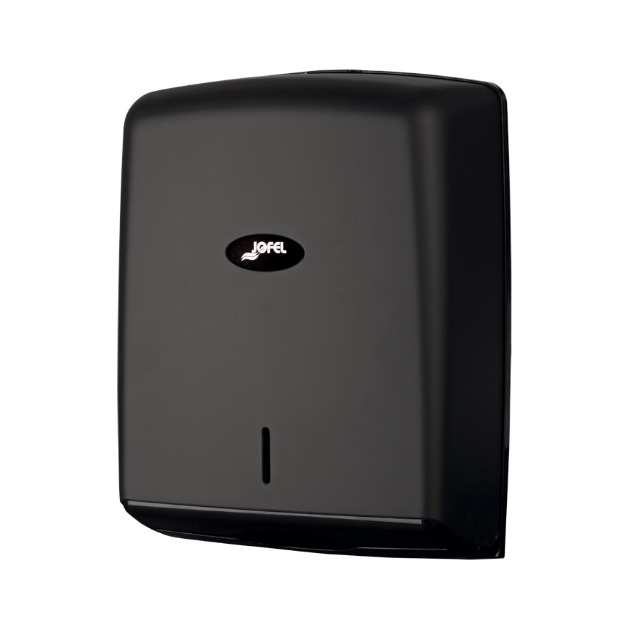Jofel - Dispensador de Papel de Manos de Pared, Toallas Faciales, hasta 600 Toallitas Zig-Zag, Higiénico, Carcasa ABS, Valor AH37600-MT, Negro Mate