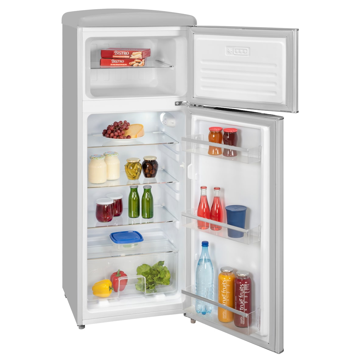 Exquisit Retro Kühl-Gefrierkombination RKGC270-45-H-160E grau, 206 l Fassungsvermögen