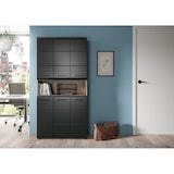thumbnail of Ice Badschrank 6 Türen, 1 Regal Schwarz matt, Eiche Dekor.