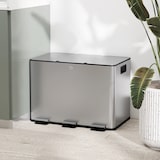 thumbnail of Cubo de basura de cocina con 3 compartimentos 3x10L papelera de cocina de acero inoxidable con pedales tapas de cierre suave y cubo extraíble plata