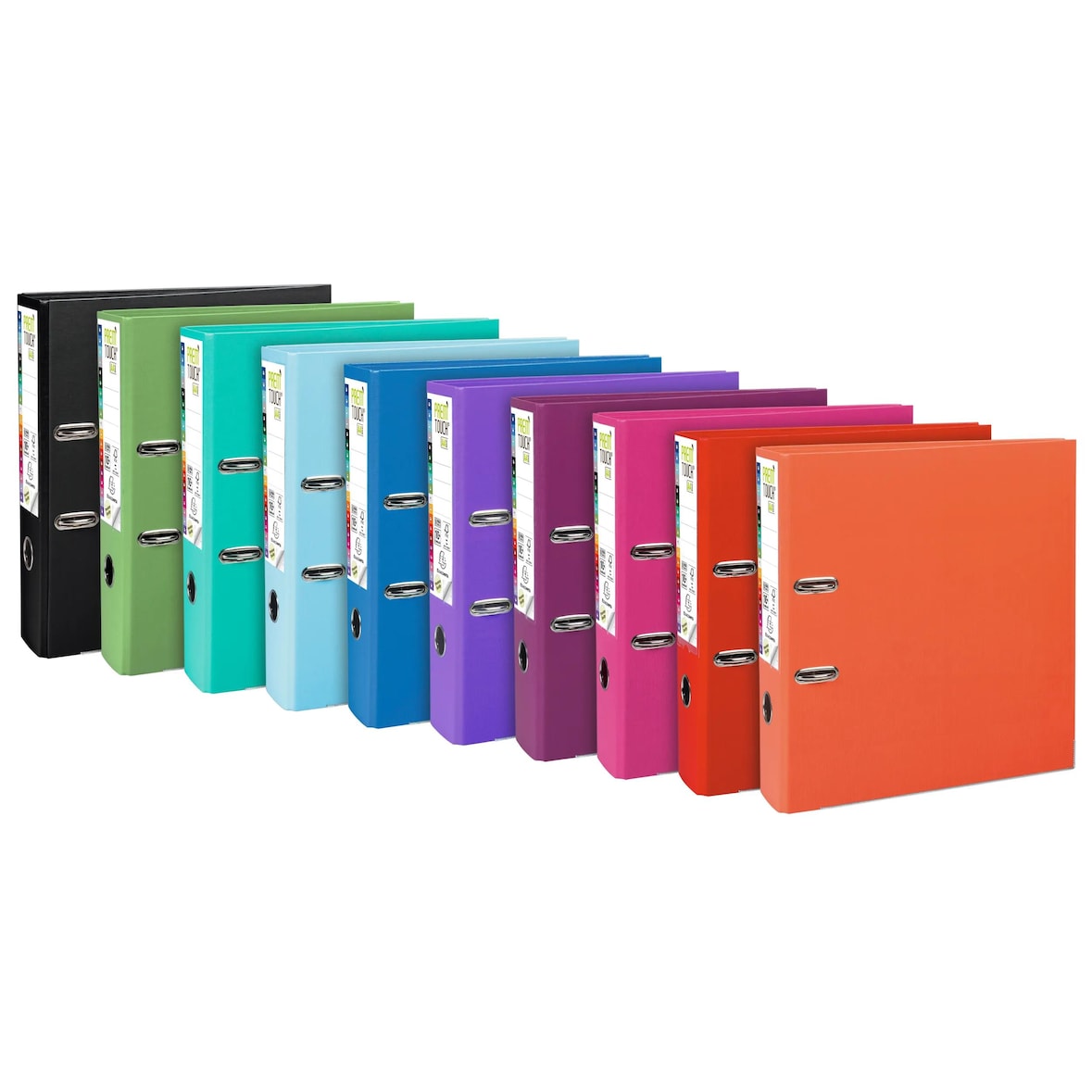 Exacompta 53384E 10x Premium-Ordner PREM'TOUCH aus PP mit 2 Ringen, Rücken 80mm, 32x30cm für DIN A4 MAXI - Farben sortiert