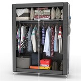 thumbnail of Intirilife Faltschrank 108x45x170 cm in MAUS GRAU - Schrank mit Reißverschluss aus Stoff Kleiderschrank mit Kleiderstange, Seitentasche und Fächern