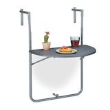 thumbnail of Relaxdays Balkonhängetisch klappbar, BxT: 59,5 x 63 cm, 3-fach höhenverstellbar, 2 Getränkehalter, Geländertisch, grau
