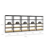 thumbnail of PROREGAL Mega Deal | 5x Schwerlastregal Slim Elephant S | HxBxT 180x90x45 cm | 5 Ebenen | Fachlast 350 kg | Schwarz | Stecksystem Lagerregal 5 Stk.