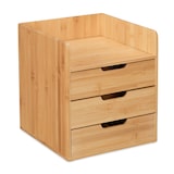 thumbnail of Relaxdays Schreibtisch Organizer, 3 Schubladen, Ablage Büroutensilien, HBT: 33 x 30 x 31 cm, Bambus Schubladenbox, natur
