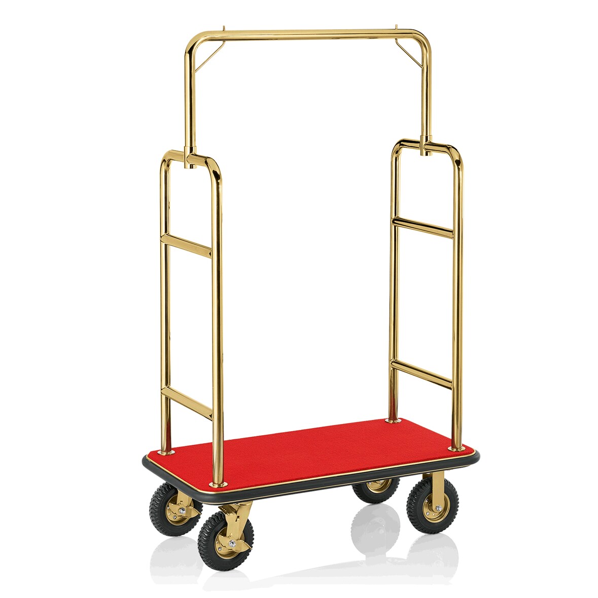 WAS Germany - Gepäckwagen, 113 x 62 x 183 cm, goldfarben, roter Teppich, Edelstahl