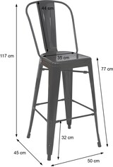 thumbnail of Décoshop26 - Set aus 2 Barhockern mit Rücken- und Fußstütze aus grauem Metall Industriedesign 04_0007452