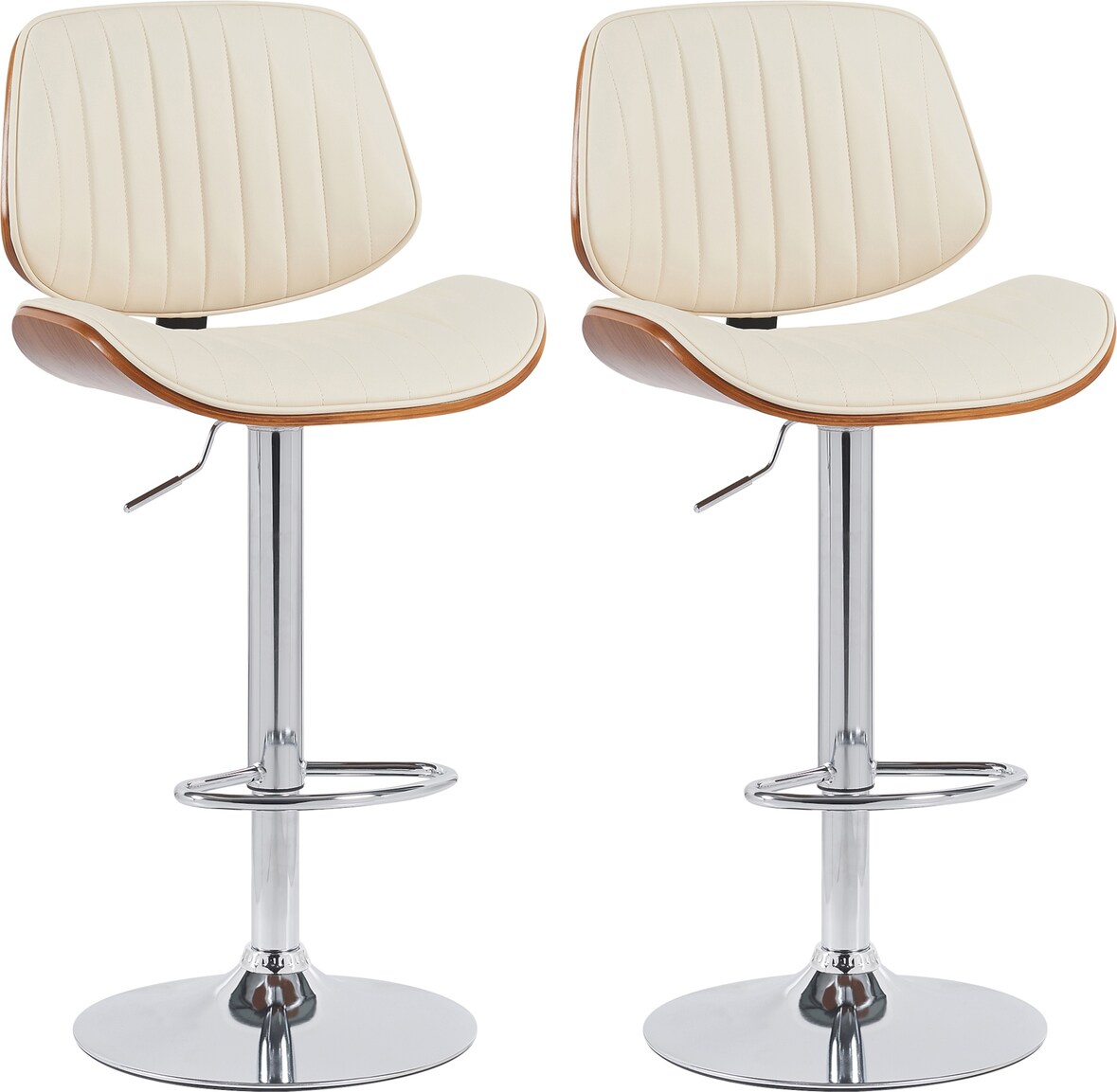 CHEFGASTRO 2er Set Barhocker COPACABANA Kunstleder Chrom HxBxT 94x50x50cm Kunstleder Walnuss/Creme Barstuhl