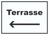 thumbnail of Terrasse Schild mit Text und Richtungspfeil links waagerecht A0 (841x1189mm)