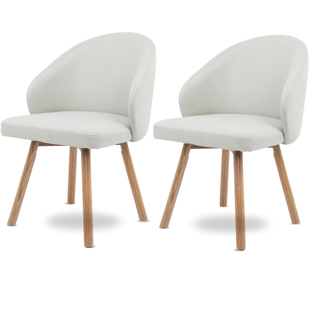 DELUKE® Esszimmerstühle 2er Set ERIK - Stoffbezug, Eichenholz Beine| Gepolsterte Sitzfläche | Skandinavisch Minimalistisch, Stühle Esszimmer | Beige