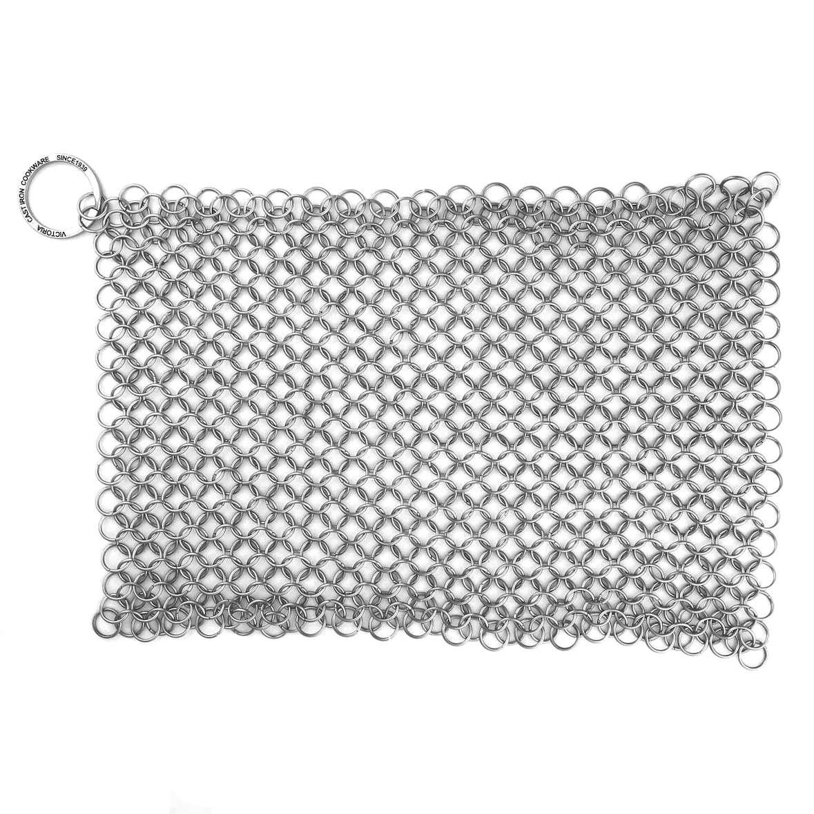 Victoria Limpiador para Hierro Fundido, Estropajo Cota de Malla de Acero Inoxidable, Chainmail Scrubber, VIC-32210, Acero Inoxidable