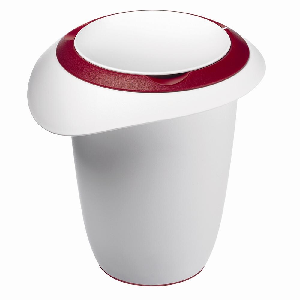 Quirltopf mit Deckel weiß/rot 1,2 l