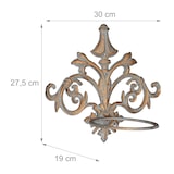 thumbnail of Relaxdays Wand Blumenhalter Barock, Gusseisen, Vintage Blumentopfhalter für draußen, Blumentopfring Ø 13,5 cm, gold-grau