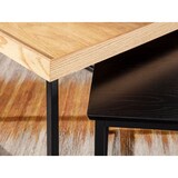 thumbnail of Couchtisch 2er Set Holz / Metall Sofatisch Eckig Eiche Schwarz Modern, Beistelltisch 2-teilig, Design Wohnzimmertische, Holztisch