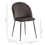 thumbnail of Conjunto de 2 cadeiras de interior em veludo, estofadas, pés em metal, design elegante para cozinha, bar, restaurantes Sara–Cinza escuro/Cinza escuro