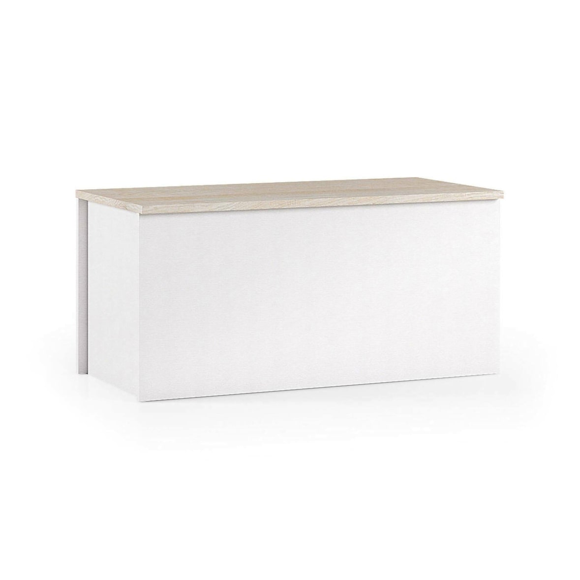 Dmora Baule Miltonia, Capiente box contenitore multiuso, Cassapanca moderna, 100% Made in Italy, 90x45h45 cm, Bianco e Rovere