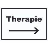 thumbnail of Therapie Schild mit Text und Richtungspfeil rechts Raum Behandlung waagerecht A4 (210x297mm)