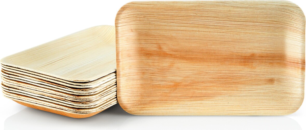 WISEFOOD 25 Teller - Palmblatt Teller rechteckig 12x16cm