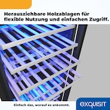 thumbnail of Exquisit Weinkühlschrank 2 Zonen, Platz für 78 Flaschen, 194 l, Umluftventilator, 9 Holzablagen, Digitale Temperaturanzeige, WS2-78-GTE-160G schwarz