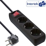 thumbnail of InLine® Steckdosenleiste, 3-fach Schutzkontakt, mit Schalter, schwarz, 3m