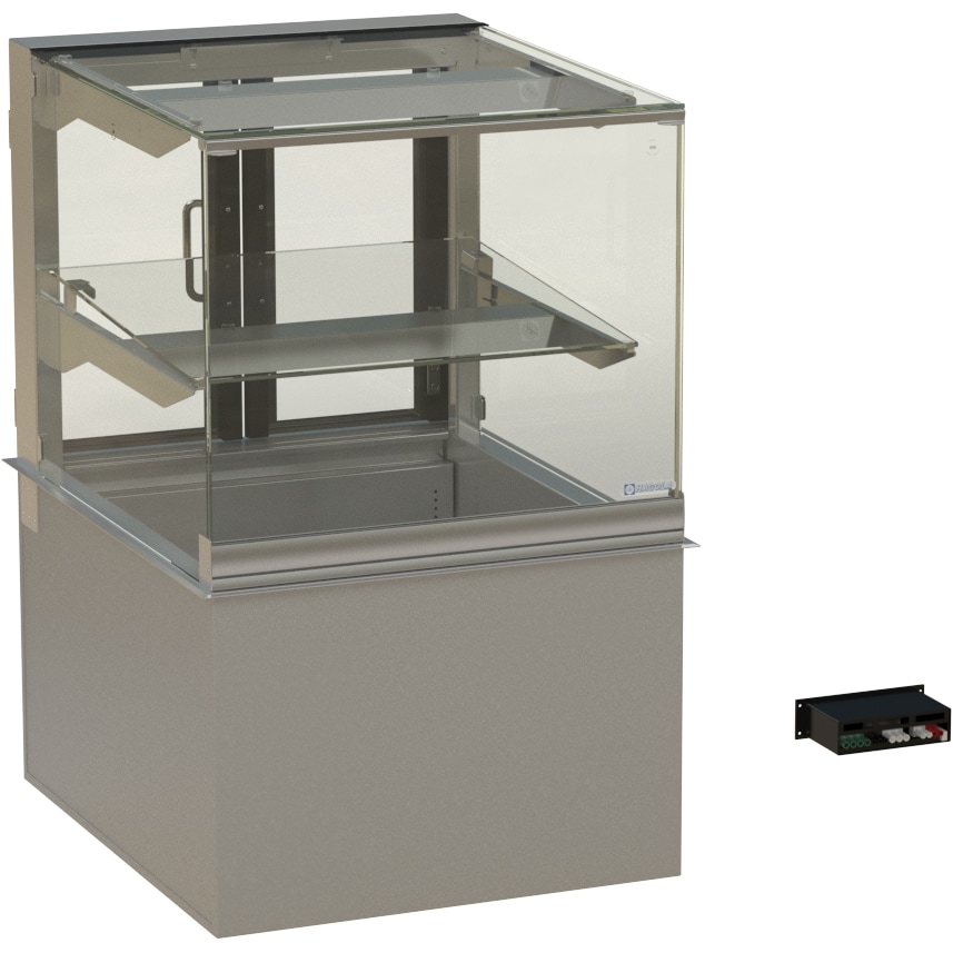 Schaukasten „Göteborg“ eckig, für 1,5xGN1/1, 2 Auslagen  200mm Tiefe, 597x510/400x710mm (BxHxT)  Steuerungsfertig