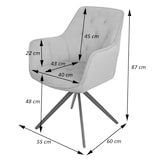 thumbnail of Juego de 2 sillas de comedor HWC-L80, silla de cocina silla tapizada con reposabrazos, giratoria, metal tela/textil ~ gris claro