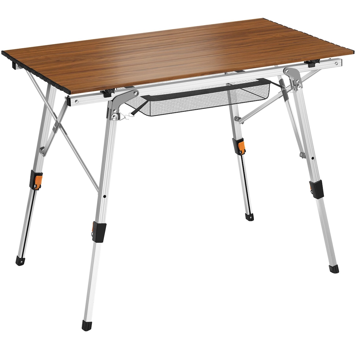 TECTAKE Mesa de camping de aluminio, plegable y regulable en altura, 90 x 52 x 47 - 70 cm marrón