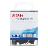 thumbnail of SIGMA Clips para carpetas, metal, 19 mm, negro, 12 unidades