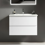 thumbnail of Alpenberger Gäste WC Badmöbel Set mit LED-Spiegel | Waschbecken mit Unterschrank 80 cm Breit | Waschtisch mit Waschbeckenunterschrank Badezimmermöbel
