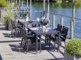 thumbnail of METRO Professional Mesa de comedor gastro Barbados, aluminio / ratán PE, 130 x 90 x 75 cm, tablero de laminado a alta presión, negro