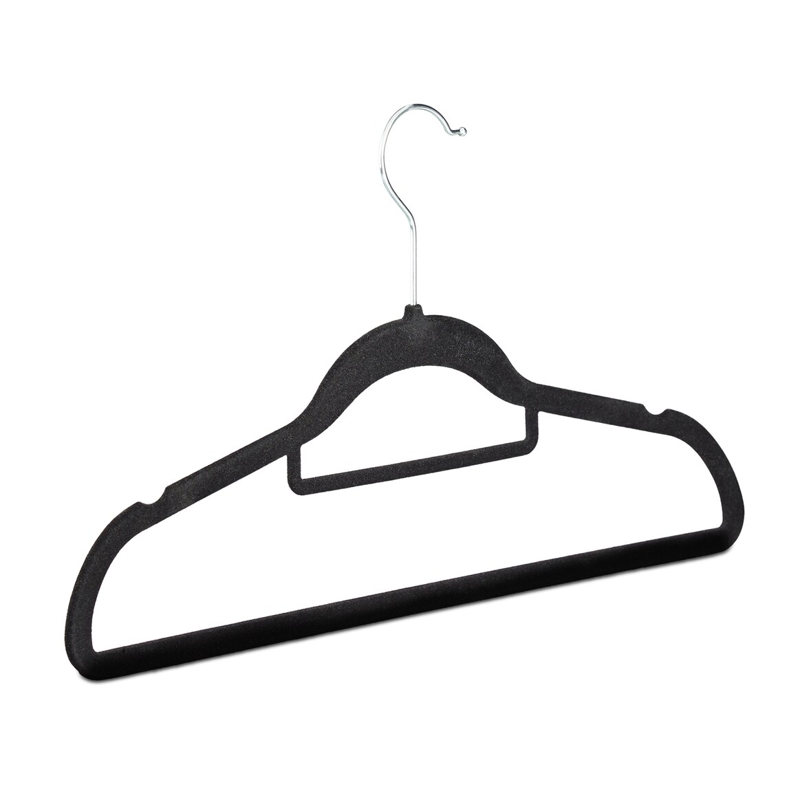 Relaxdays Kleiderbügel 20er Set, rutschfest, platzsparend, Samtbezug, 360° drehbarer Haken, HxB 22,5 x 41 cm, schwarz
