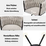 thumbnail of Esszimmerstuhl 2er Set Drehstuhl 72x59x54 cm Schwarz+Beige aus Leinen mit 360 Grad Drehfunktion, gepolstert, Metall Vierbein Gestell