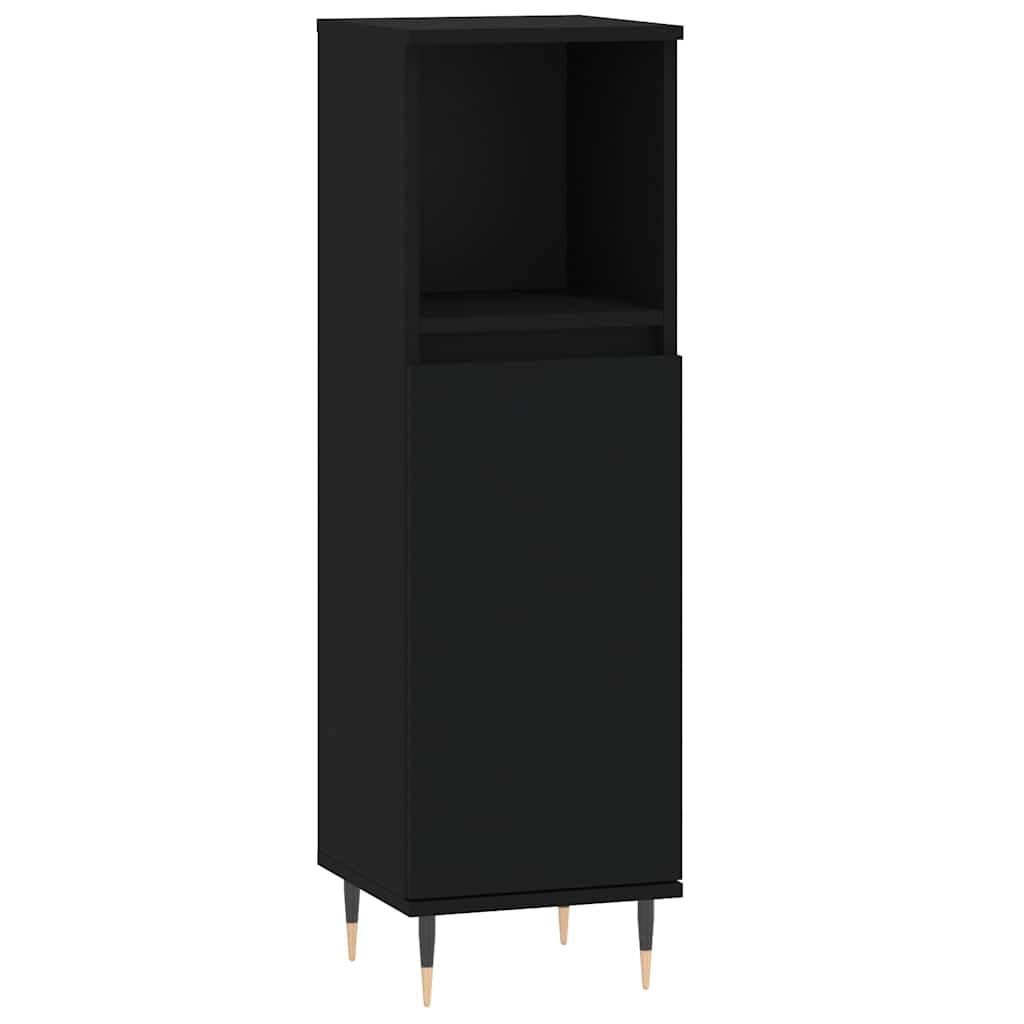 vidaXL Badschrank Schwarz 30x30x100 cm Holzwerkstoff