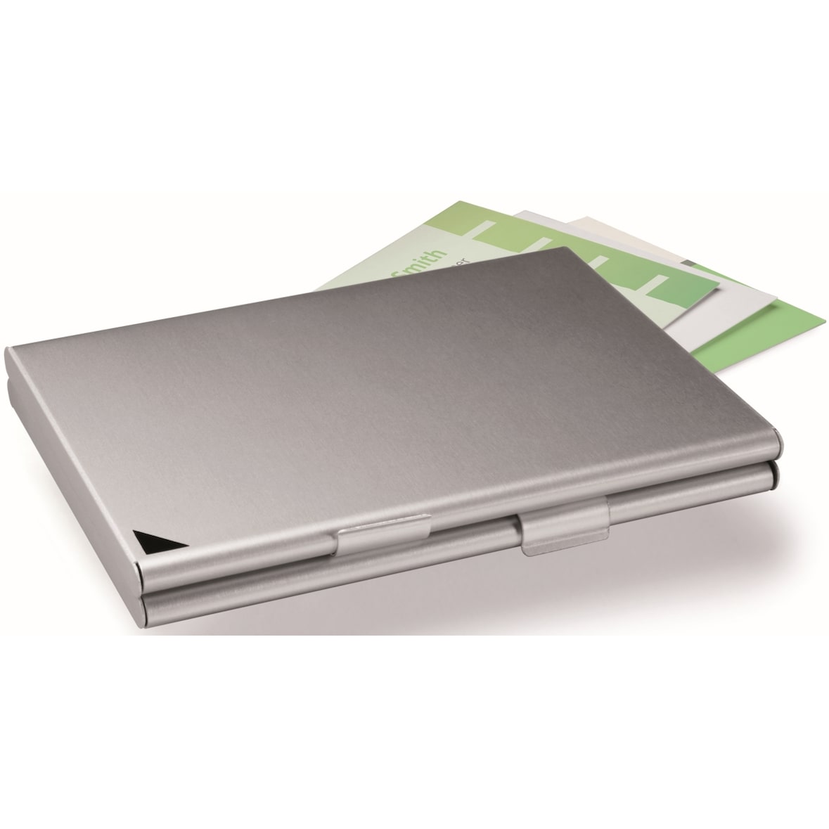 Visitenkartenspender Business Card Box duo für 20 Karten metall/silber Packung mit 25 Stück