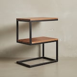 thumbnail of Beistelltisch AKOLA S-Form Massiv-Holz Sheesham / Metall 45 x 60 x 30 cm, Design Wohnzimmertisch Landhaus-Stil, Anstelltisch Ablagetisch