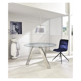 thumbnail of Mesa fija Rondò en cristal templado y patas cromadas grises