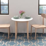 thumbnail of Standard-Esstisch Holz Weiß Ø75x76 cm, runder Tisch im Landhausstil für 2 Personen, platzsparend