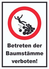 thumbnail of Baumstämme betreten verboten Schild A5 (148x210mm)